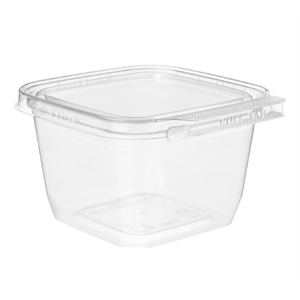 Container Plastic Hinged 16oz Clear Squareware PET