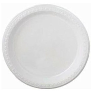 Plate 9" Plastic, White Round Heavyweight