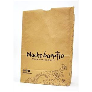 Bag Paper Kraft 50 lb, 12x7x17"  DD50 Printed "Mucho Burrito"