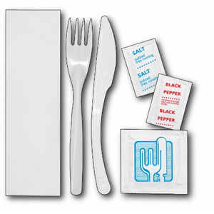 Cutlery Kit F,K,Lrg Nap,S&P,MW Wht PS 822373