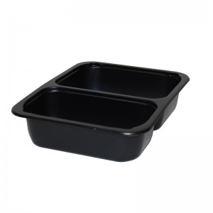 Tray Plastic 21/15oz 2-Comp 6.5 x 8.5 x 1.88  Black CPET