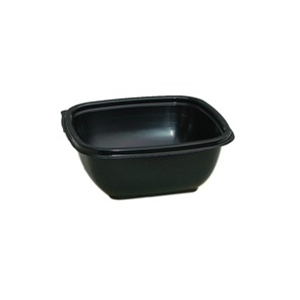 Bowl, 8oz Black Small Square PET