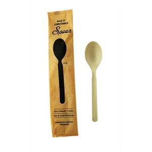 Spoon Bamboo Fiber Individually Wrapped 6"