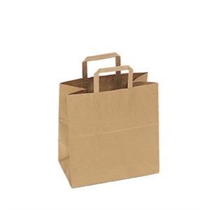 Bag Paper w/Flat Handle Kraft 12x7x12" - boxed
