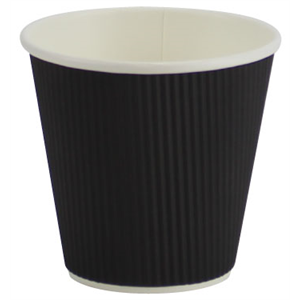 Cup Paper Hot Ripple Black 8 oz. Squat