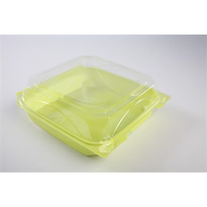 Container Plastic Hinged 8x8" Lime Green, Bottlebox