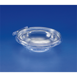 Cont Plas 8oz Round Clear Hinged Shallow Tamper Evident PET