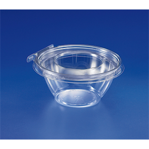 Cont Plas 16oz Round Clear Hinged Shallow Tamper Evident PET