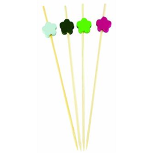 Skewer Bamboo Flower 4-Color  4.7"