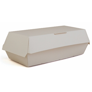 Container Paper White Hot Dog  Clamshells 11.4x2.4x2.25"