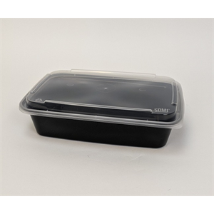 Cont Plas PP, 9"x6"x2" Black Base 38oz, Clr Lid Combo