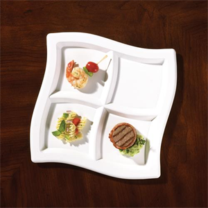 Plate Square Waves 10" 4-Comp White