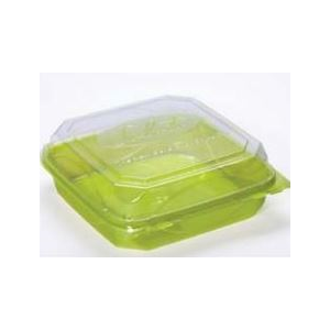 Container Plastic Hinged 9x9" Lime Green, Bottlebox