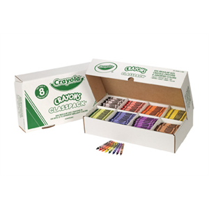 Crayon Crayola, 100/ea of 8 Clrs+Bins+Shrpn