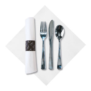 Cutlery Kit F S K Rlld Metalic Linen Like Napkin