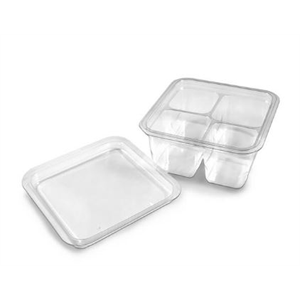 Container Plastic 66-4C w/F-Lid 4 Cell Base and Lid PET