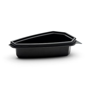 Container Plastic 10" Cake Slice Black Base, Bottlebox