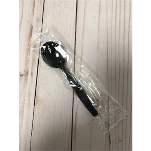 Soup Spoon Black Polystyrene Full Size Diamond Individual Wrap
