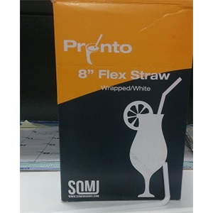 Straw 8" Flex Paper Wrapped White 4x400
