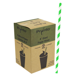 Straw Paper 8" Giant Green Stripe Wrapped, 8x250