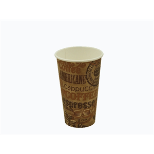 Cup Paper Hot 16oz, Sgl Wll, Rustic Design