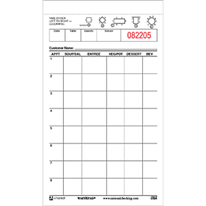 Waiter Pad, 1-part White 8 Lines 4.2x7.25"