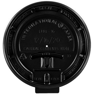 Lid Cup Hot, 12-20oz Black Flat Tear-Lock