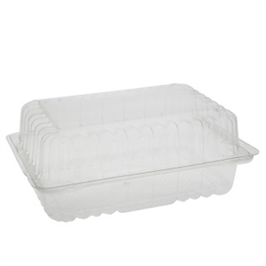 Container Plastic Hinged, 8 3/4x6 1/8x3 1/2", PET