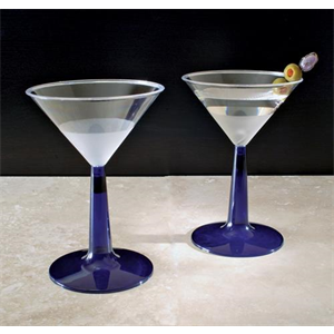 Glass Martini, 6oz Blue Base 2/piece