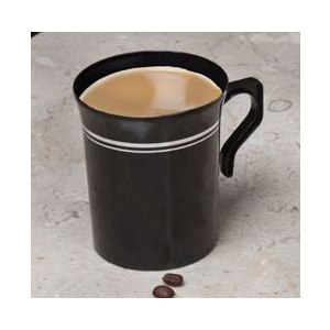 Cup Plastic Coffee Mug 8oz White & Silver