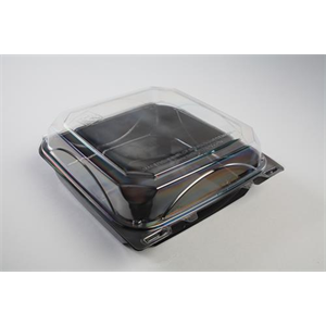 Container Plastic Hinged 8x8" Black, Bottlebox
