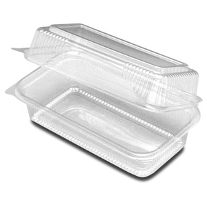 Container Plastic Hinged Clear Loaf PLA