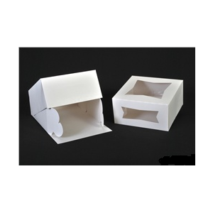 Box White 8x8x4 w/window front load 4 ct