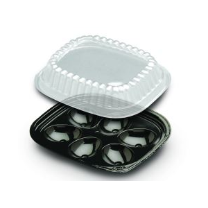 Tray Plastic PET 6 Egg Black with Lid